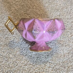 Royal Halsey Honeycomb Pink Lusterware Gold Footed Teacup